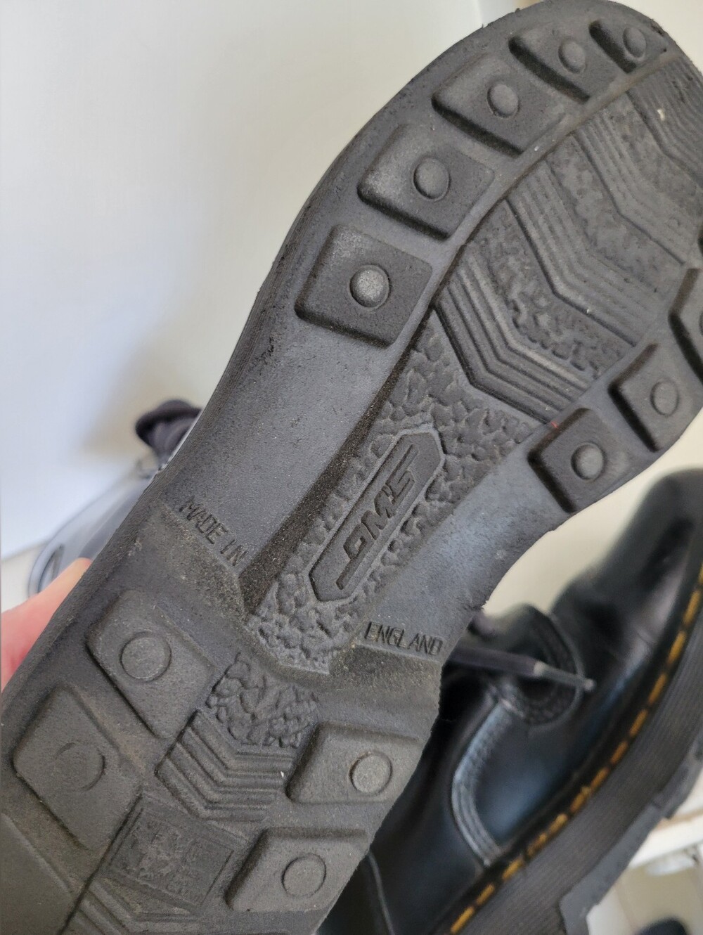 Vintage Dr Martens 9813 Combat Boots UK 6 Black Tall 14-Eye Lace Up Made England - Picture 10 of 14